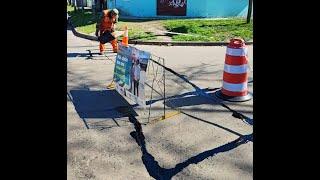 TOMADO DE JUNTAS Centro y 9 de Julio REPARACIÓN EN JARDÍN MUNICIPAL 4  y RECONSTRUCCIÓN AV. HUDSON