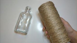 3 IDEAS for decorating bottles made of jute twine  3 ideas from jute  Crafts made from jute
