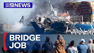 Baltimore bridge collapse demolition  9 News Australia