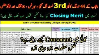 BSN Punjab Nursing 3rd  Morning  Merit list 2024   PNAS nursing college 3rd merit list 2024