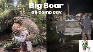 BIG Boar on comp day  NZ Pig Hunting