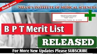 NIMS BPT 2024 Provisional Merit List RELEASED  Check your Merit position and Verify The Details 