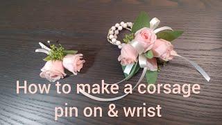 How to make a corsage pin on & wrist for prom wedding #corsage#flowerdesign#flowertutorial#플라워레슨#5