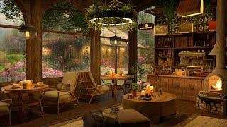 Spring Coffee Shop Ambience & Smooth Jazz Music  Background Instrumental to Relax Study Work
