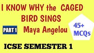 ICSE  2023  I KNOW WHY THE CAGED BIRD SINGS  MAYA ANGELOU  IMPORTANT MCQs WORKSHEET PART 1