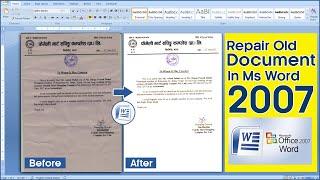 How To Repair Old Document in Microsoft Word 2007  Step By Step Hindi Tutorial