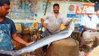 30 KG Massive KOLA Fish Cutting & Chopping Kasimedu Fish Market  ₹3500 - $45 Fastest Fish Cutting