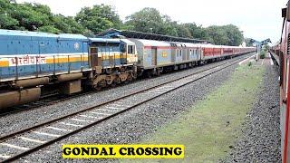 WDP4D Sabarmati EMD Somnath Jabalpur Meet Trivandrum Veraval  Gondal Single Line Crossing