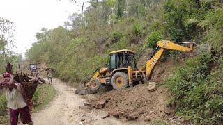 Easy Life for Mountain Villagers Widening and Making Vehicle Drivable Road- JCB Backhoe