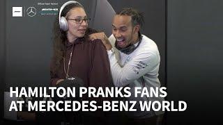 Hamilton pranks fans at Mercedes-Benz World