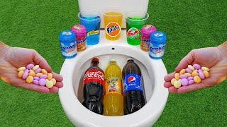 Big Coca Cola Pepsi Yedigün VS Popular Sodas  Fanta Schweppess Fruko and Mentos in the toilet