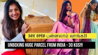 Unboxing huge parcel from India opening 30kgs parcel from My homeamazon India haulTamil vlog USA