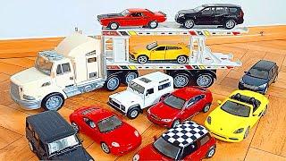 Toy cars transportation by truck  Small diecast model cars  Car models transportation by truck