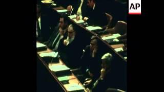 SYND 11-12-73 MOSHE DAYAN SPEAKS IN KNESSET ON  GENEVA PEACE TALKS