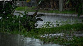 Rain sound falling from the eaves rain sound ASMR for stress relief & relaxation