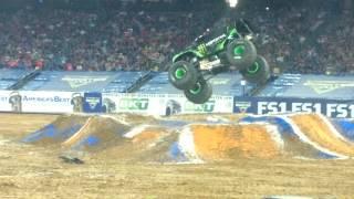 Monster Energy freestyle with back flip Monster Jam Houston 2 12 2017