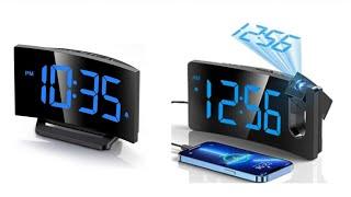 GOLOZA Curved Digital Alarm Clock  Projection Alarm Clock  Easy 3 Sound 1224H Alarm Clock