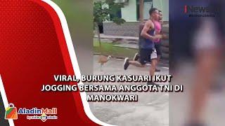 Viral Burung Kasuari Ikut Jogging Bersama Anggota TNI di Manokwari