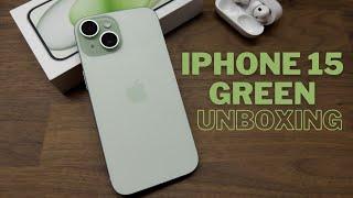 iPhone 15 Green Unboxing + Taupe FineWoven MagSafe Wallet