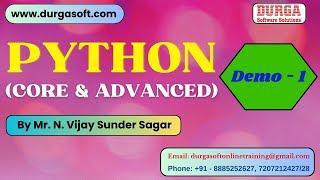 PYTHON tutorials  Demo - 1  by Mr. N. Vijay Sunder Sagar On 18-07-2024 @7PM IST