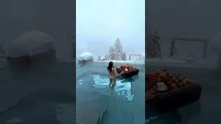 Floating breakfast in a winter wonderland