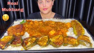 Phena Bhaat with Paneer Curry Fried Fish Bhaji Begun Bhaja Patal Bhaja  Mukbang Eating Show