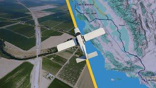 Flying an airplane over the California High Speed Rail route