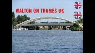 UK DRIVING - Walton On Thames Beautiful Small Town Surrey South East  River Thames Greater London