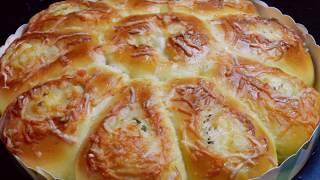 CHEESE BREAD  Scallions Cheese Soft Bread Recipe  Ninik Becker