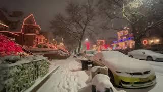 NYC LIFE 2020  Snow Walk Christmas  in  Dyker height-Brooklyn New York Dec.16