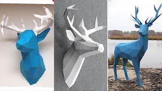 DIY 3D Paper Deer Head 2020  paper crafts wall hangings easy I origami craft