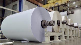 Huge Scale A4 Printer Paper Mass Production Process. Copy Paper Company Manufacturing Factory