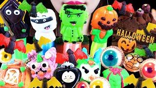 ASMR HALLOWEEN DESSERT CHARACTER CANDY MERINGUE COOKIE EYEBALLGUMMY HANDMADE CHOCOCAKE MUKBANG