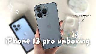 NEW Aesthetic Sierra Blue iPhone 13 Pro Unboxing Vlog   & accessories