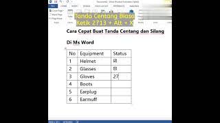 Microsoft Word Hacks Rahasia Ms Word  Cara buat tanda cantang dan silang di word