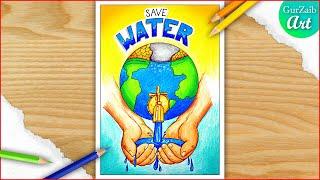 Save Water Save Earth poster Drawing  World Water Day 3 March 2023 Drawing
