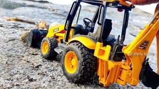 Jcb Backhoe Loader Machine loading And Pulling Power  Jcd Machine  Cartoon Tractor  Bommu Kutty