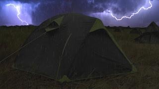 Thunderstorm & Rain On Tent Sounds For Sleeping  Lightning Drops Downpour Canvas Ambience