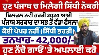 Punjab Government Direct Recruitment 2024Punjab Jobs July 2024Punjab Govt Bharti 2024Meet Academy