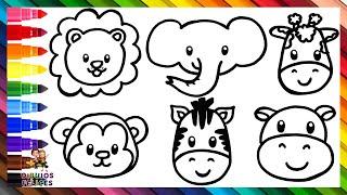 Dibuja y Colorea Animales Salvajes  Dibujos Para Niños