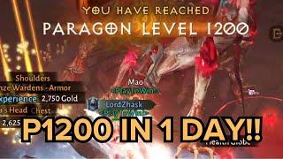 PARAGON 1200 in 1 DAY World 1st Diablo Immortal