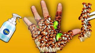 ASMR Treatment Remove dog tick maggot cleaning infected dirty hand Animation 2d asmr video