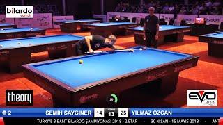 3 Cushion Billiards SEMİH SAYGINER vs YILMAZ ÖZCAN  3 BANT BİLARDO ŞAMPİYONASI ANTALYA - billar