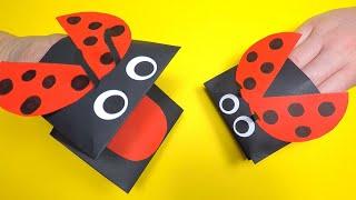 How to Make a Paper Ladybug Hand Puppet  Paper Crafts for Kids