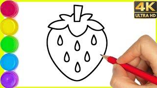 Strawberry Drawing  How to draw easy strawberry Drawing step by step  Draw easy strawberry Fruit