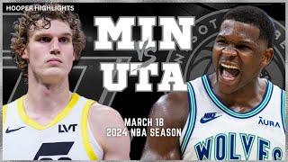 Minnesota Timberwolevs vs Utah Jazz Full Game Highlights  Mar 18  2024 NBA Season