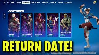 CHUN LI SKIN RETURN DATE in FORTNITE ITEM SHOP Street Fighter Bundle Returning JULY 2024