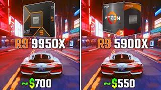 RYZEN 9 9950X vs RYZEN 9 5900X  Test in 6 Games