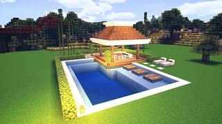 MINECRAFT HOW TO BUILD SWIMMING POOL WITH GAZEBO  V2.0 EASY