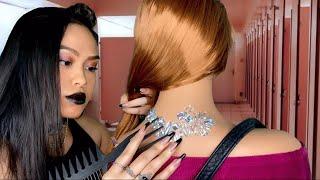 ASMR Goth Girl Befriends U & Plays With Your Hair + Back Scratch & Tracing Makeup RP  light gum